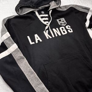 NHL LA Kings Lace Up Hoodie Men S Black Gray Hockey Lacer Gorpcore Streetwear